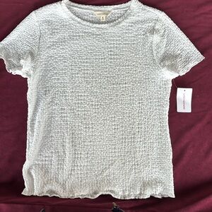 Lucky Brand White SS Textured Tee NWT Slim Fit (Size Up)